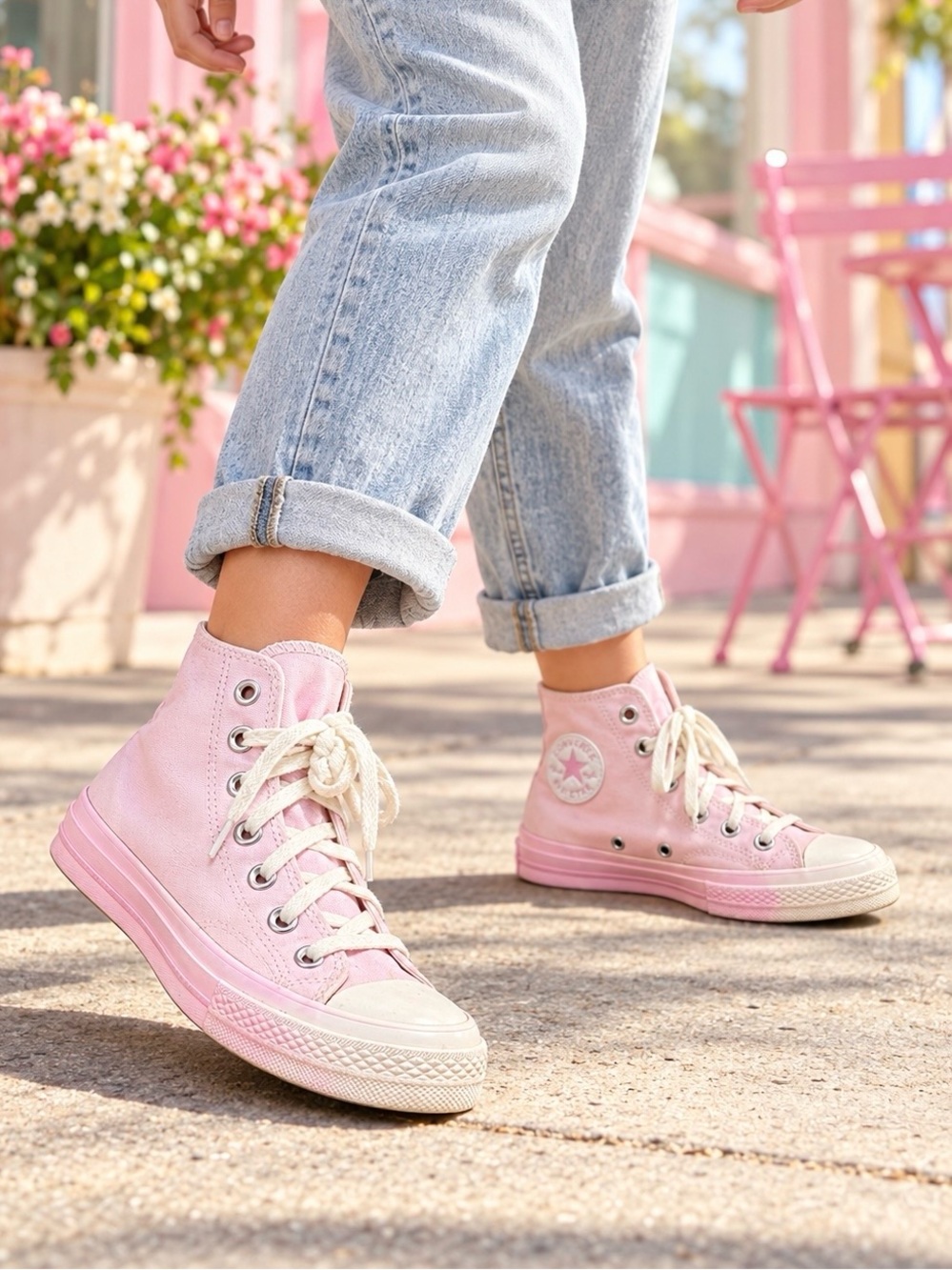 Converse Chuck Taylor All Star Pink High Top Sneakers Size 3.5 Canvas Y2K
